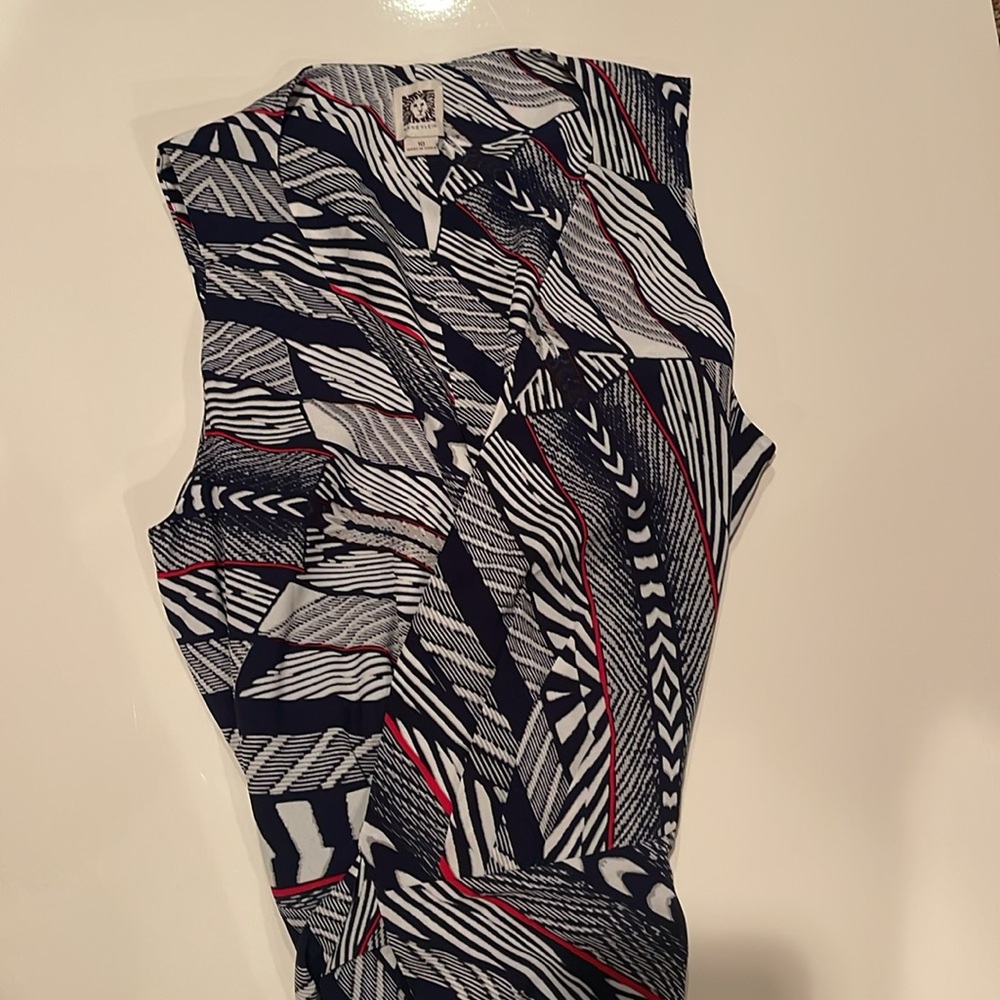 Blue and White Patterned Midi Dress - Picture 4 of 4